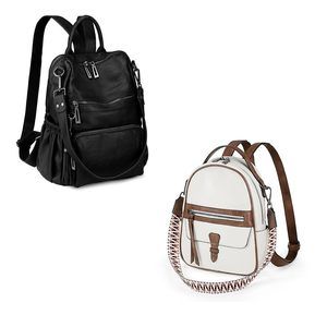 Travel Backpack Purse for Women Vegan PU Leather Mini Purse Bundles Black😋